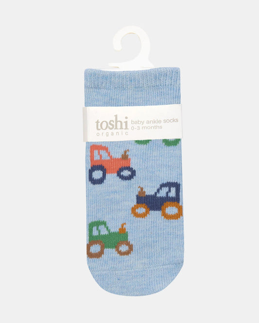 TOSHI : Organic Baby Ankle Socks - Tiny Tractors