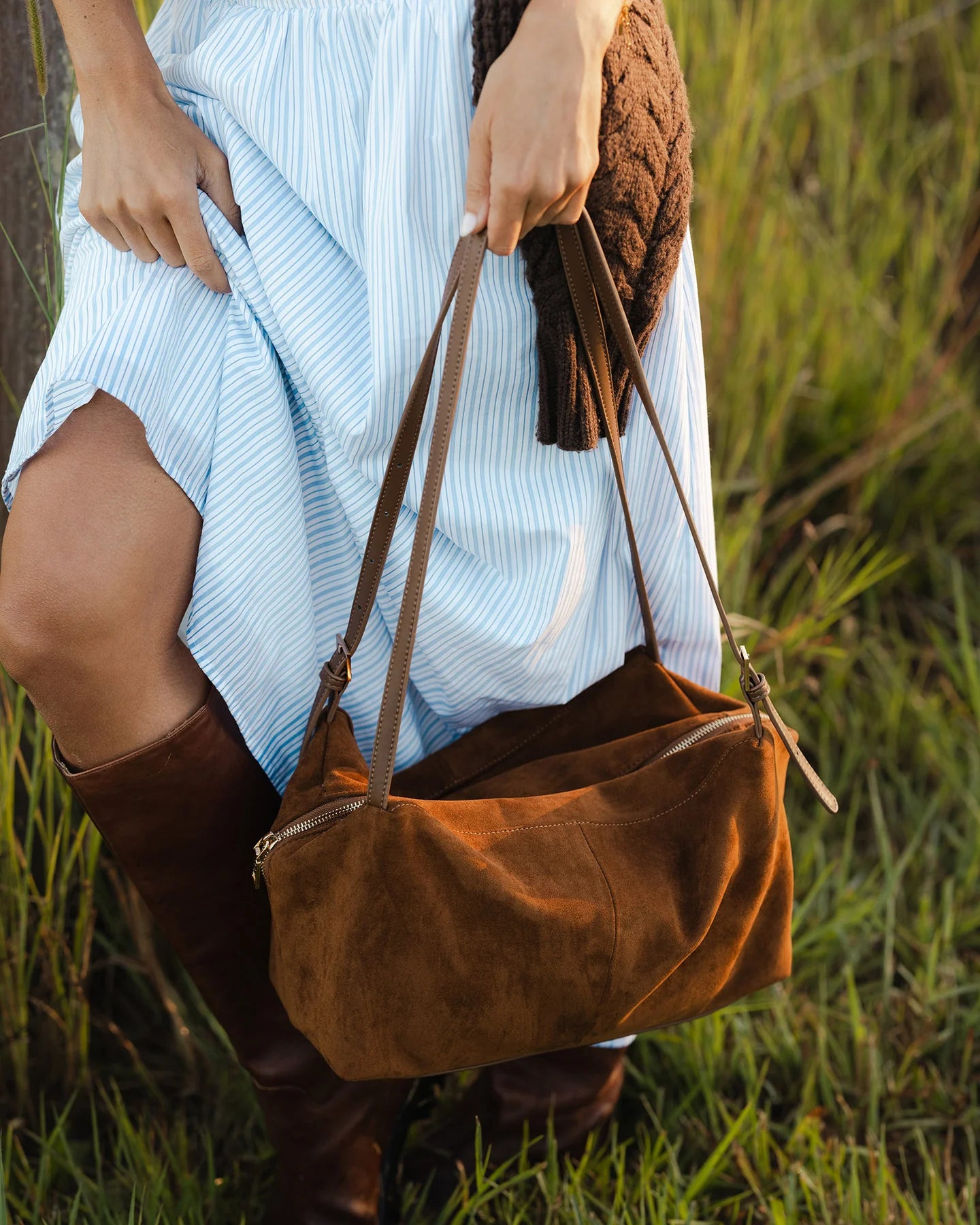 LOUENHIDE : Marissa Suedette Cognac - Shoulder Bag