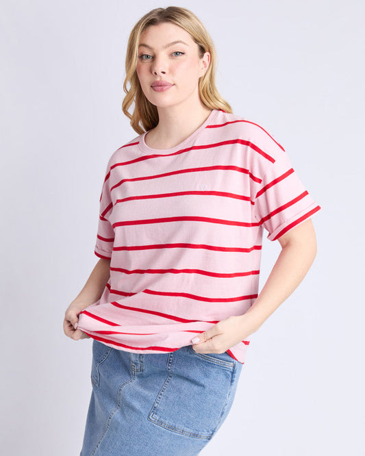 ELM : Halli Stripe Tee - Pink Stripe