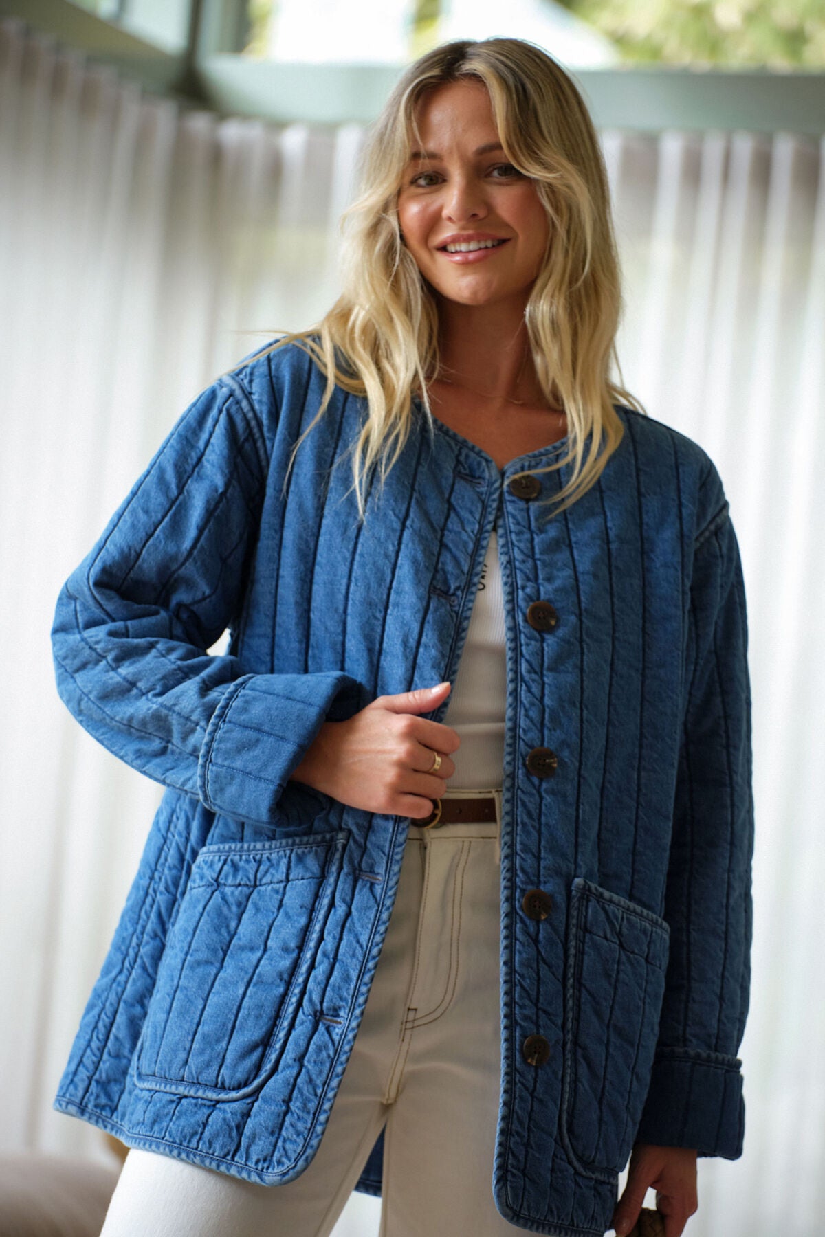 CERES LIFE : Comfy Quilted Jacket - Fresh Indigo
