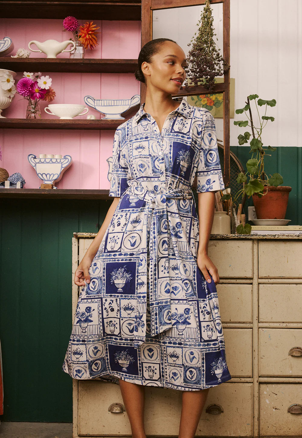 NANCYBIRD: Vera Short Sleeve Lyon Tile - Dress