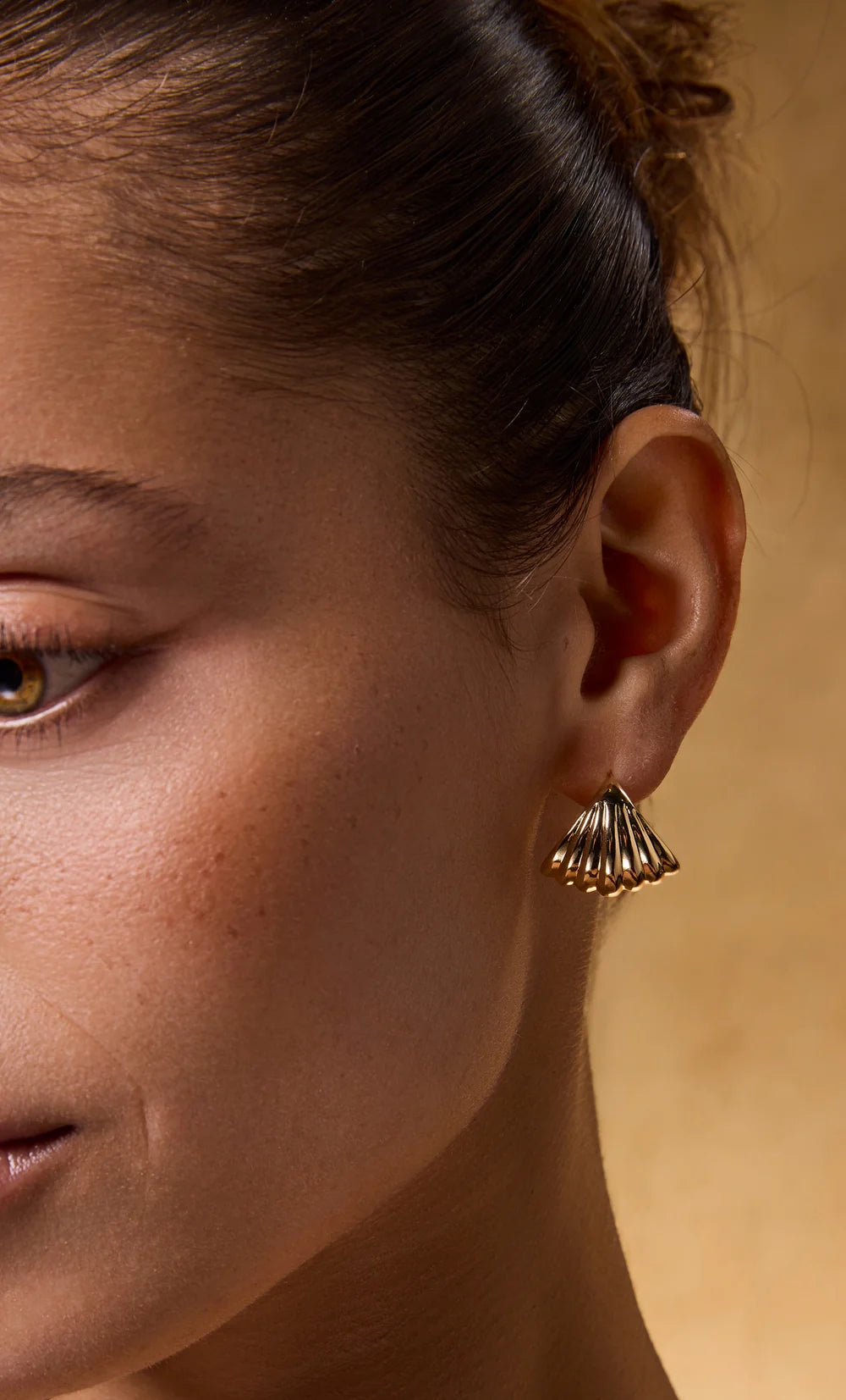 TUNIK : Sculpt 18K Gold Fill Shell -  Statement Earrings