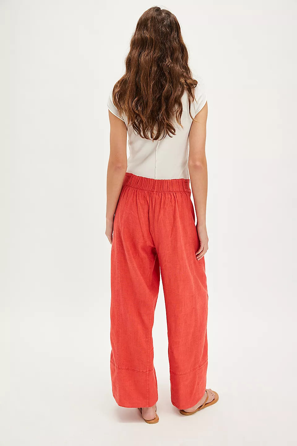 FREE PEOPLE : Days End Linen Pull On - Poppy Red