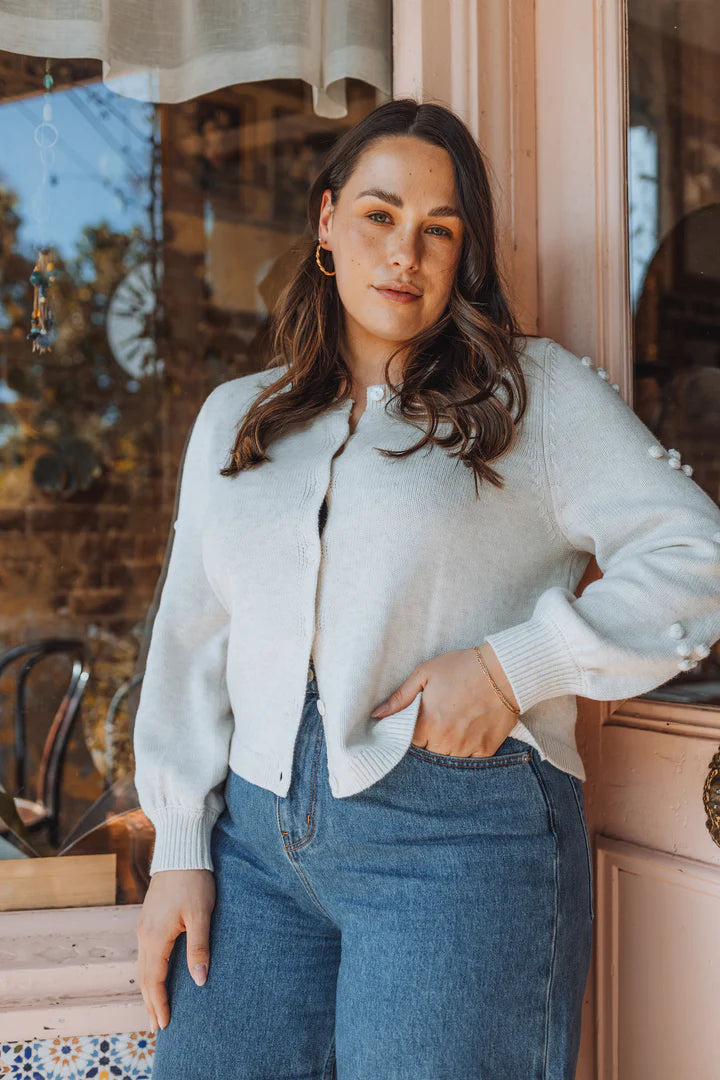 THRD LABEL: The Camellia Cardigan - White Marle