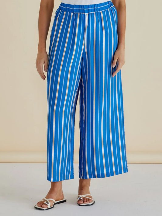 BETTY BASICS : Sable Wide Leg Pant - Blue Stripe