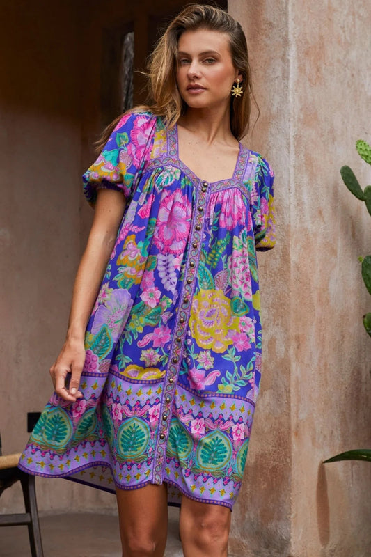 NINE LIVES BAZAAR : Savannah Mini Dress - Hibiscus