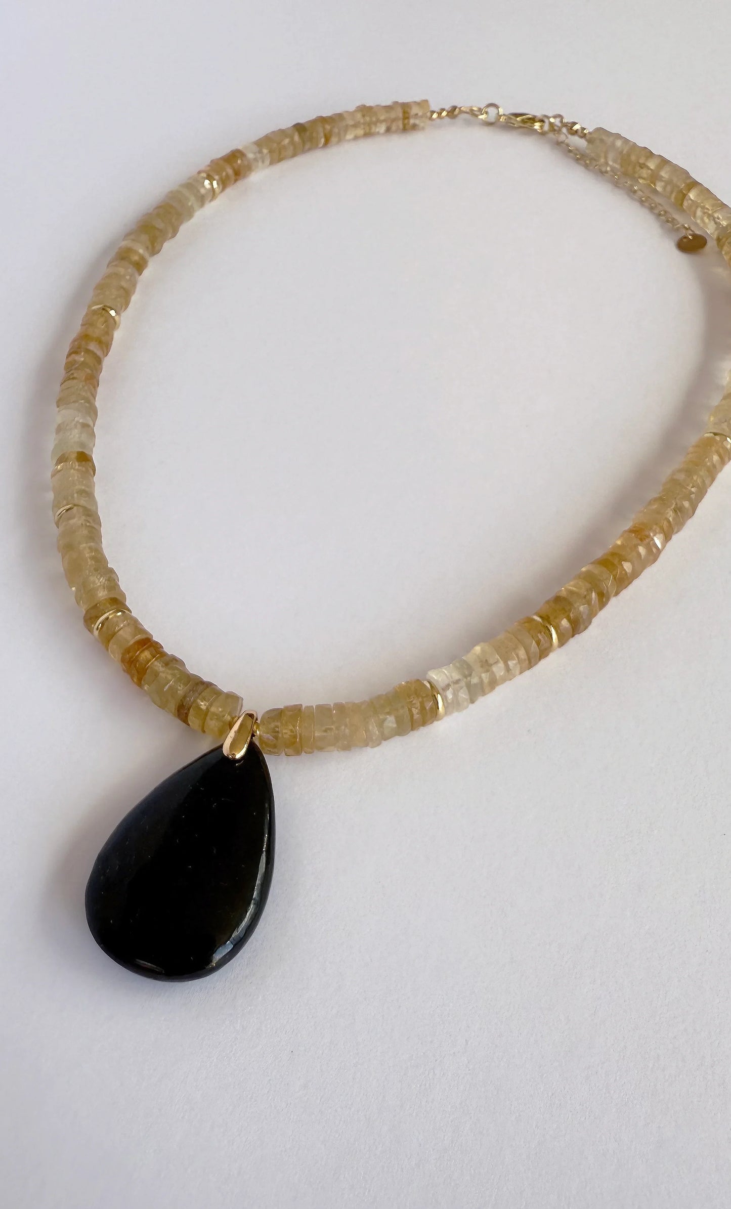 TUNIK : Amulet Natural Citrine Heishi - Bead Necklace