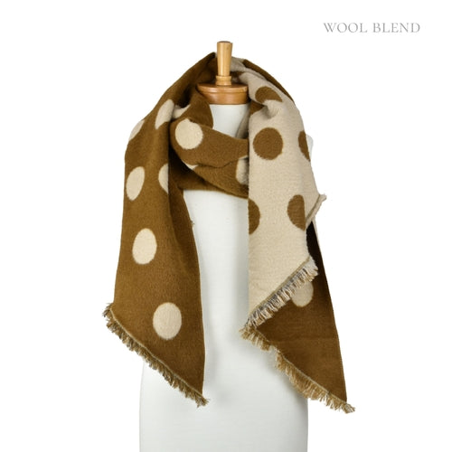TAYLOR HILL :  Camel Beige Reversible Polka Dot - Scarf