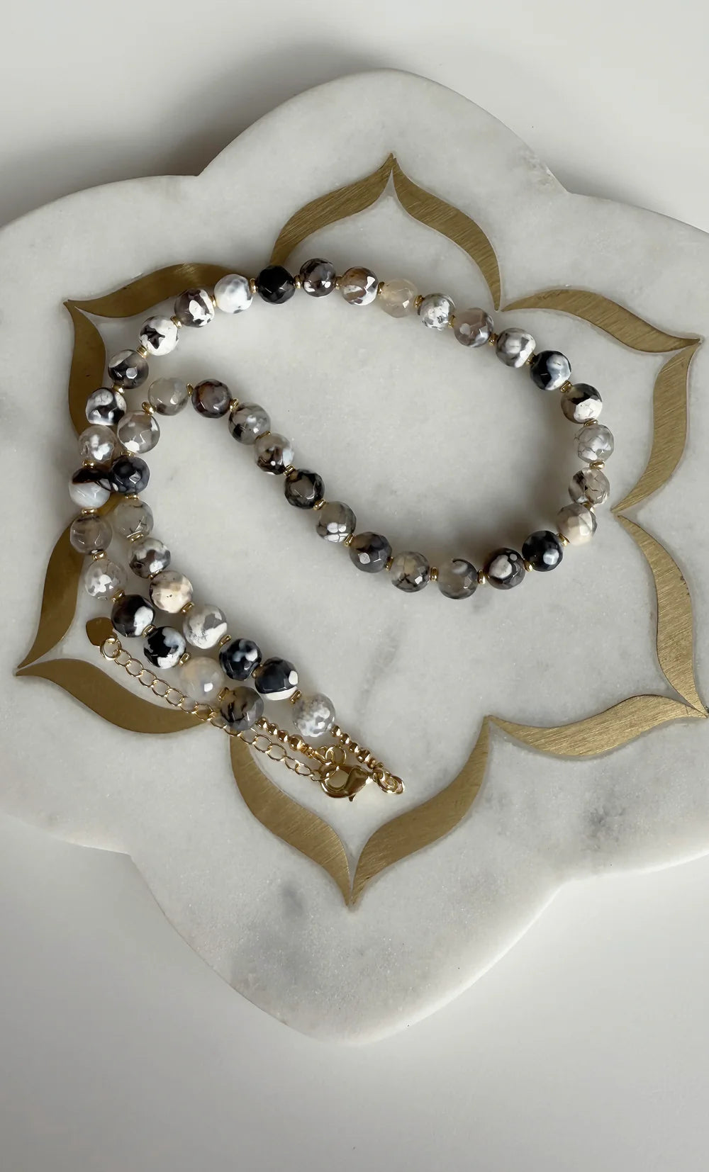 TUNIK : Sea Stones Coloured Black Agate - Beaded Necklace