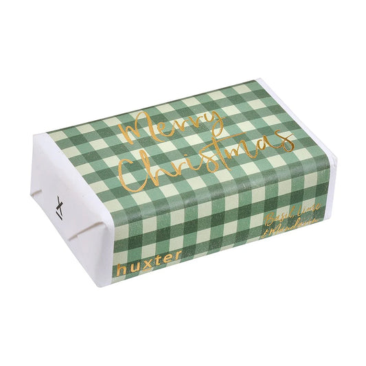 HUXTER : ‘Merry Christmas’ Green Check - Wrapped Soap