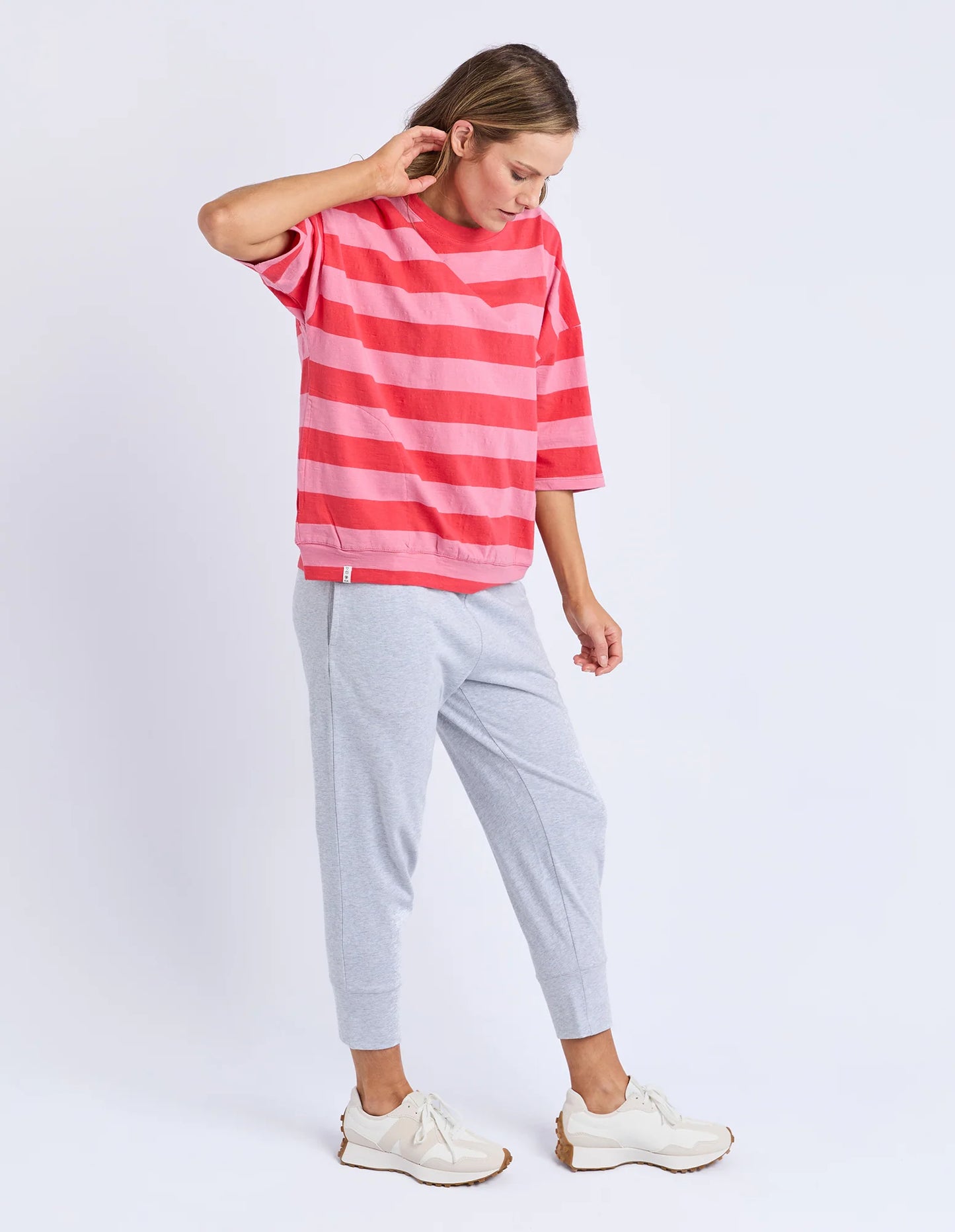 ELM : Mazie Block Stripe Sweat - Cayenne & Rose