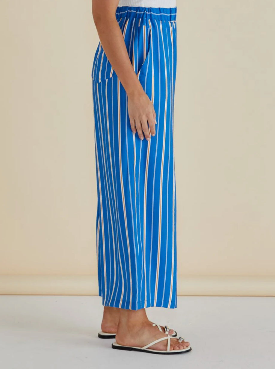 BETTY BASICS : Sable Wide Leg Pant - Blue Stripe