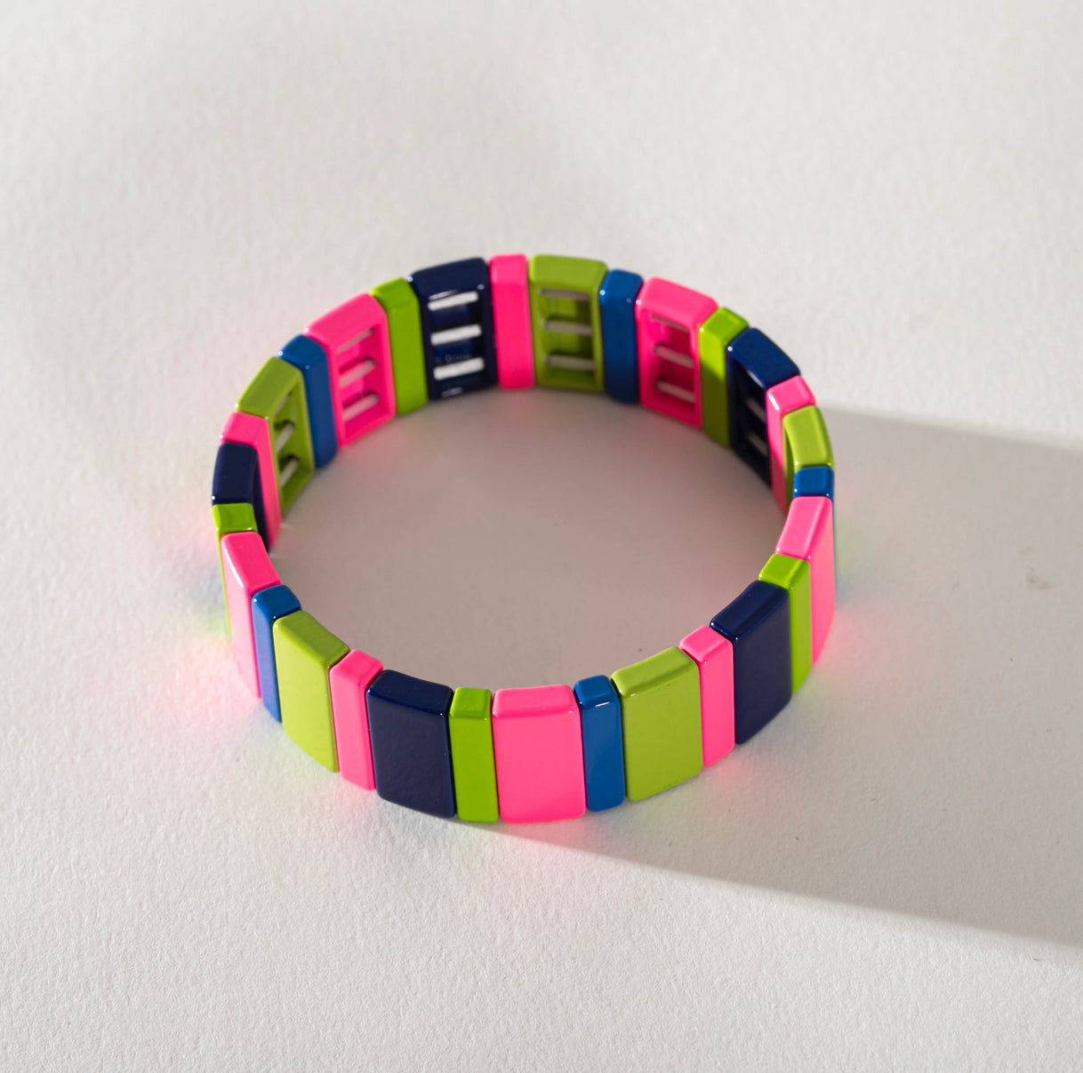 GREENWOOD DESIGNS : Colourful Elastic Bracelet - Green, Pink and Blue