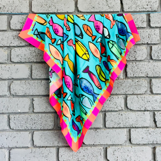 BRONWYN DAVID: Fancy Fish - Silk Scarf & Matching Card