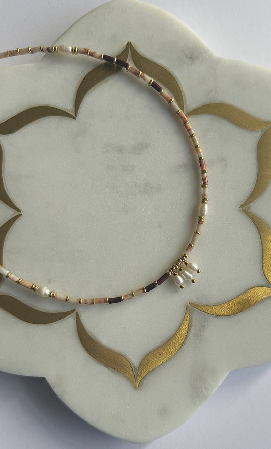 TUNIK: Empress Freshwater Pearl & Jasper Beaded - Necklace
