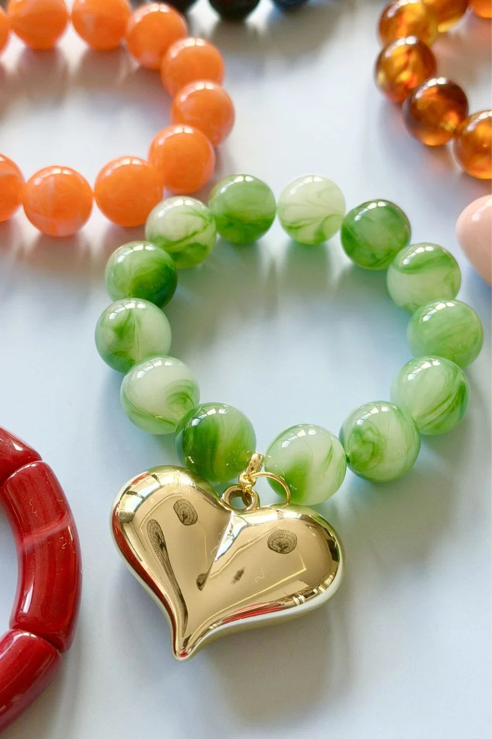 MOSK. MELBOURNE : Bubble & Heart Emerald Green - Bracelet