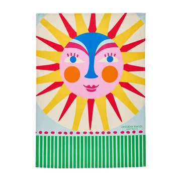 ANNABEL TRENDS. :  Cotton Fiesta Yellow Orange Print - Tea Towel