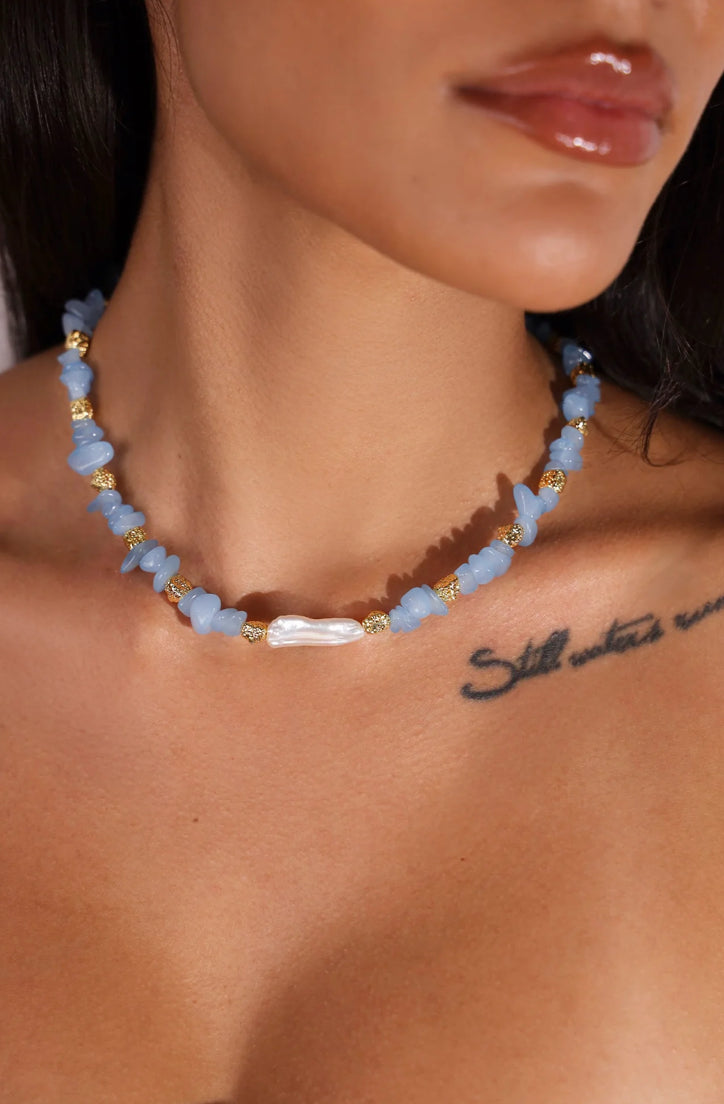 INDIGO & WOLFE : Azure Pearl Necklace
