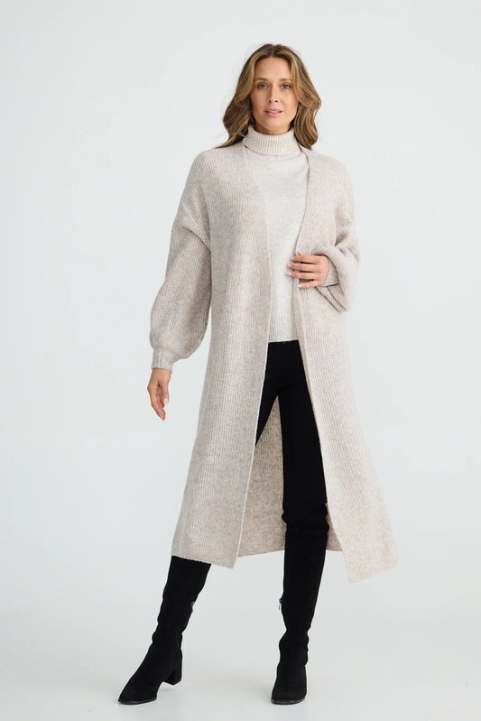 BRAVE+TRUE : Bentley Long Cardigan - Grey Marle