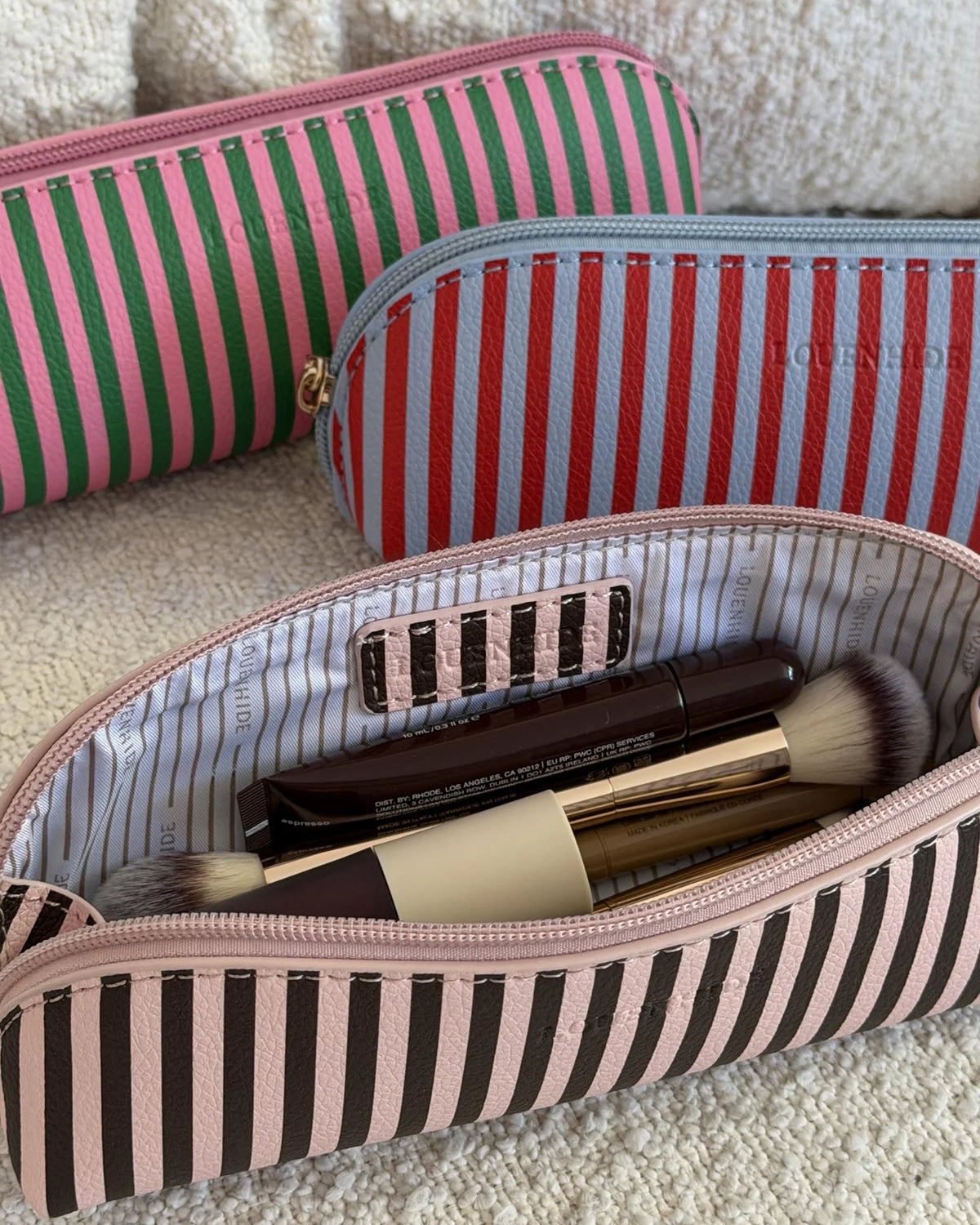 LOUENHIDE: Jayne Stripe Red/Sky Blue - Make-up Bag