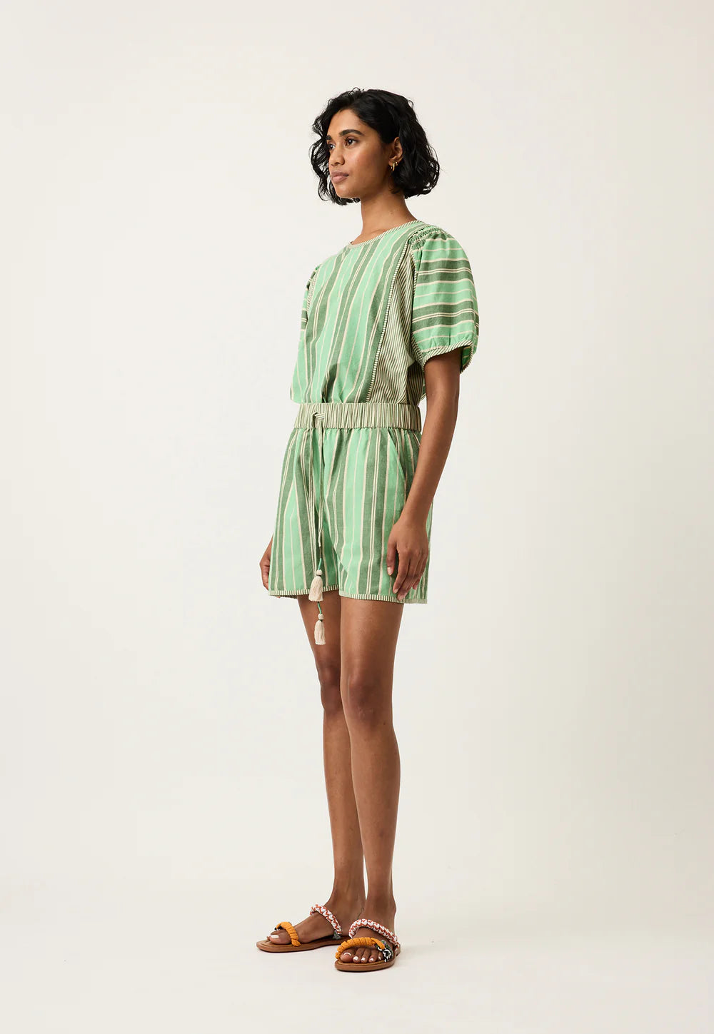NANCYBIRD : Iris Green Stripe - Short