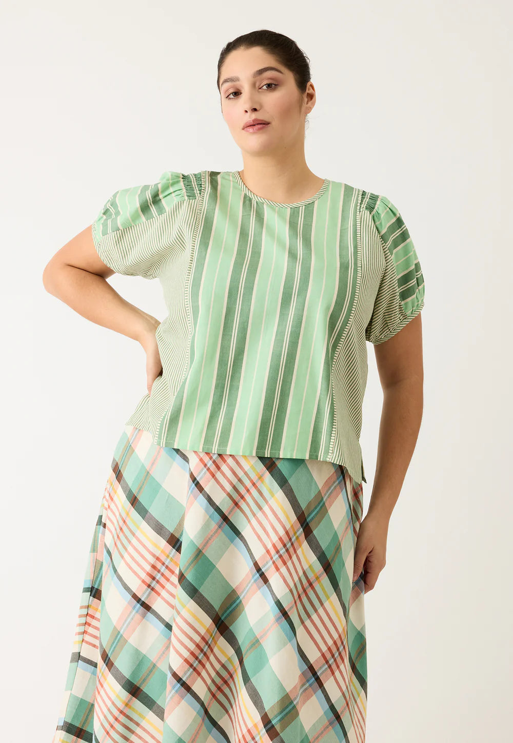 NANCYBIRD : Jolene Green Stripe - Top