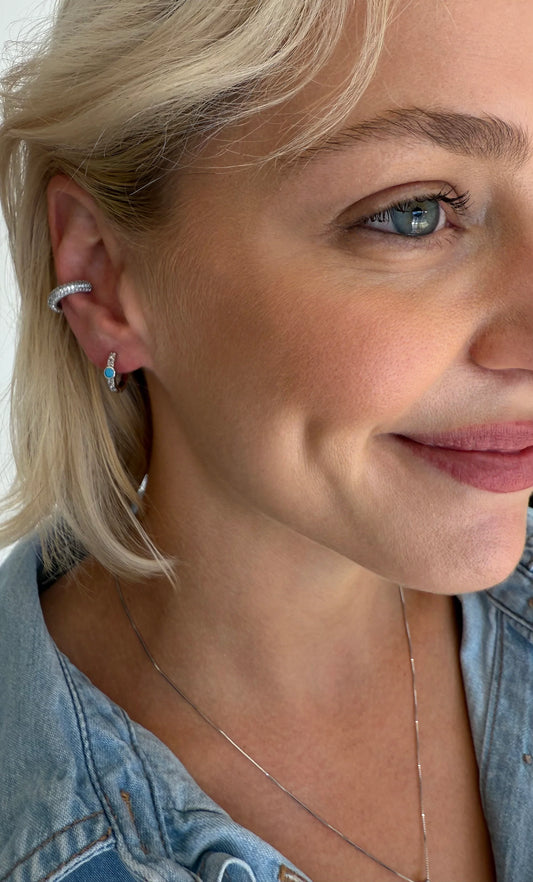 TUNIK: Micro Pave Sterling Silver Treasure Ear - Cuff