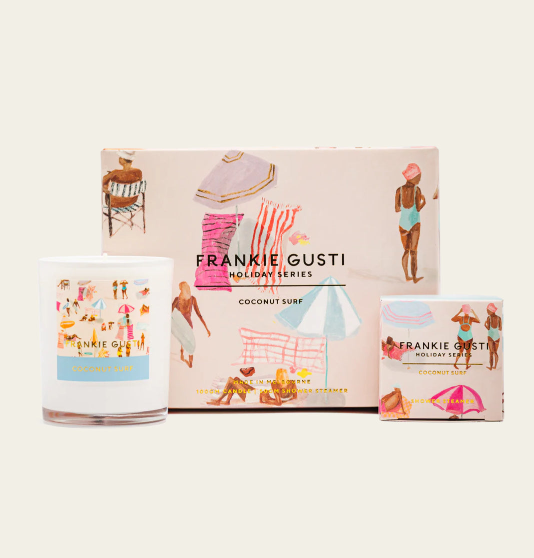 FRANKIE GUSTI : Coconut Surf - Candle + Shower Steamer Duo