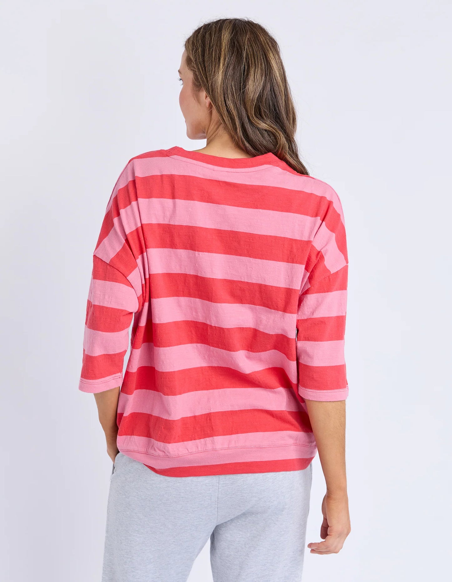 ELM : Mazie Block Stripe Sweat - Cayenne & Rose