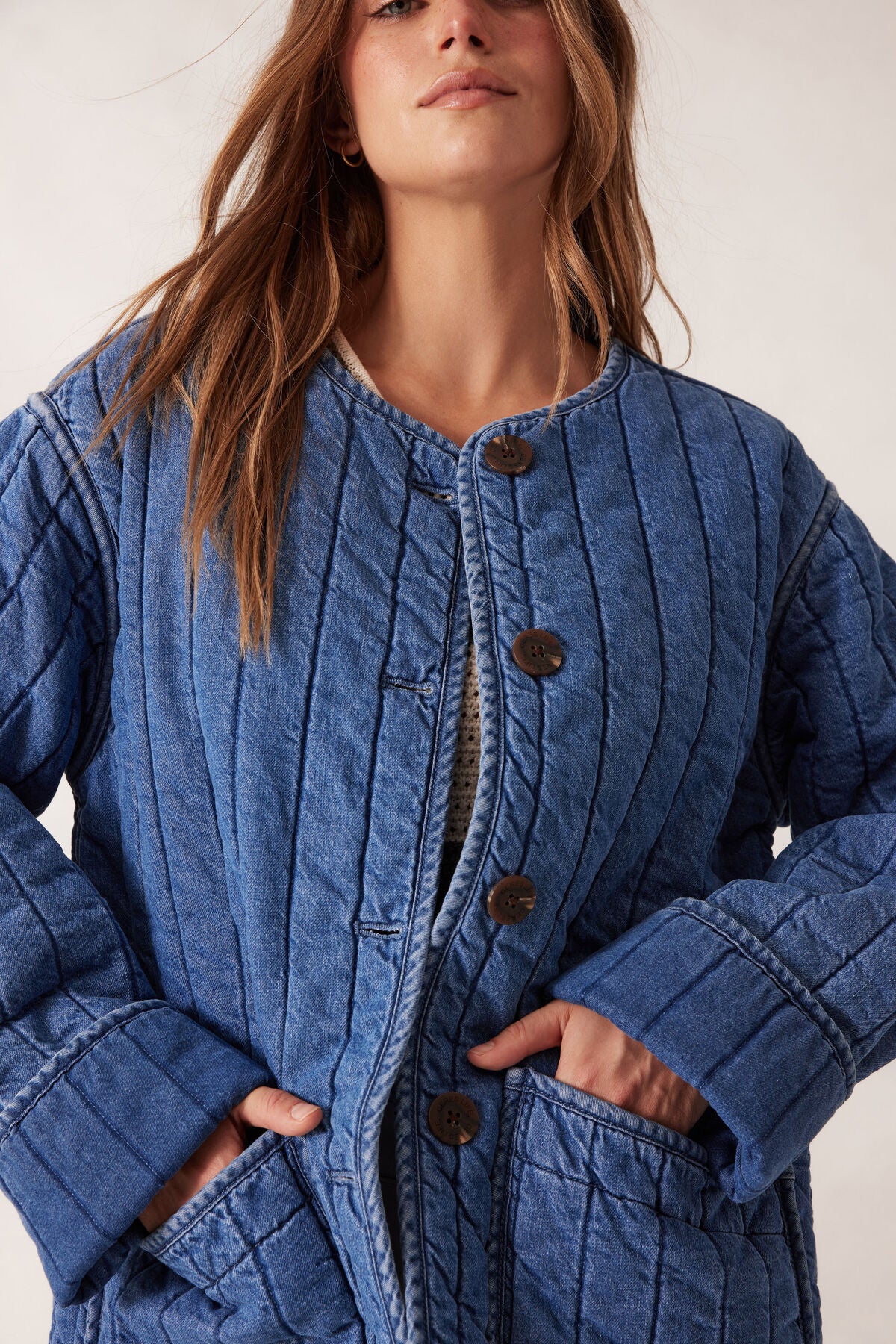 CERES LIFE : Comfy Quilted Jacket - Fresh Indigo