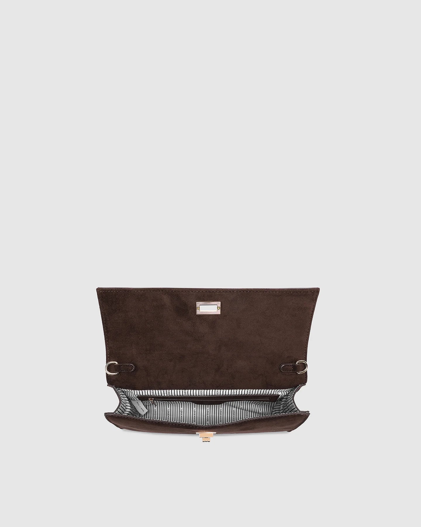 LOUENHIDE - Delaney Chocolate Suedette - Clutch