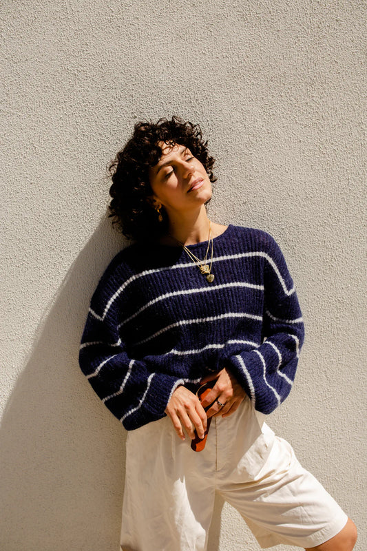 THRD LABEL : Ava Stripe Knit - Navy