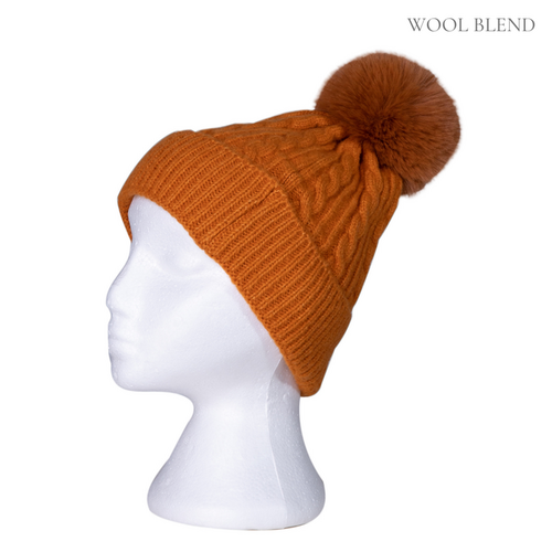 TAYLOR HILL : Orange Cable Rib Knit - Beanie