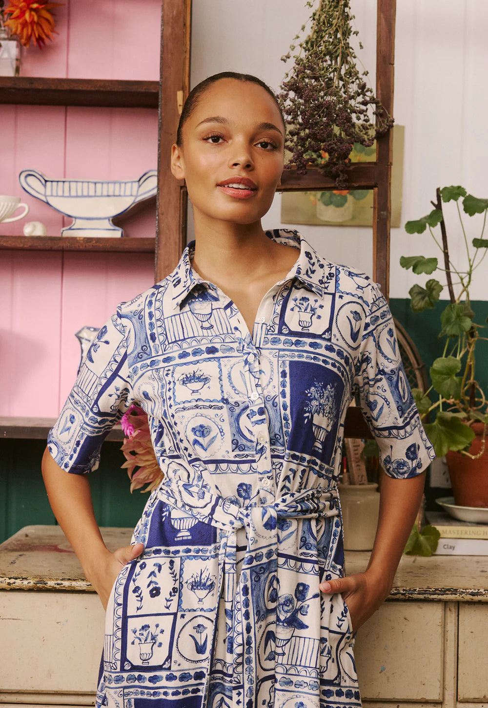 NANCYBIRD: Vera Short Sleeve Lyon Tile - Dress