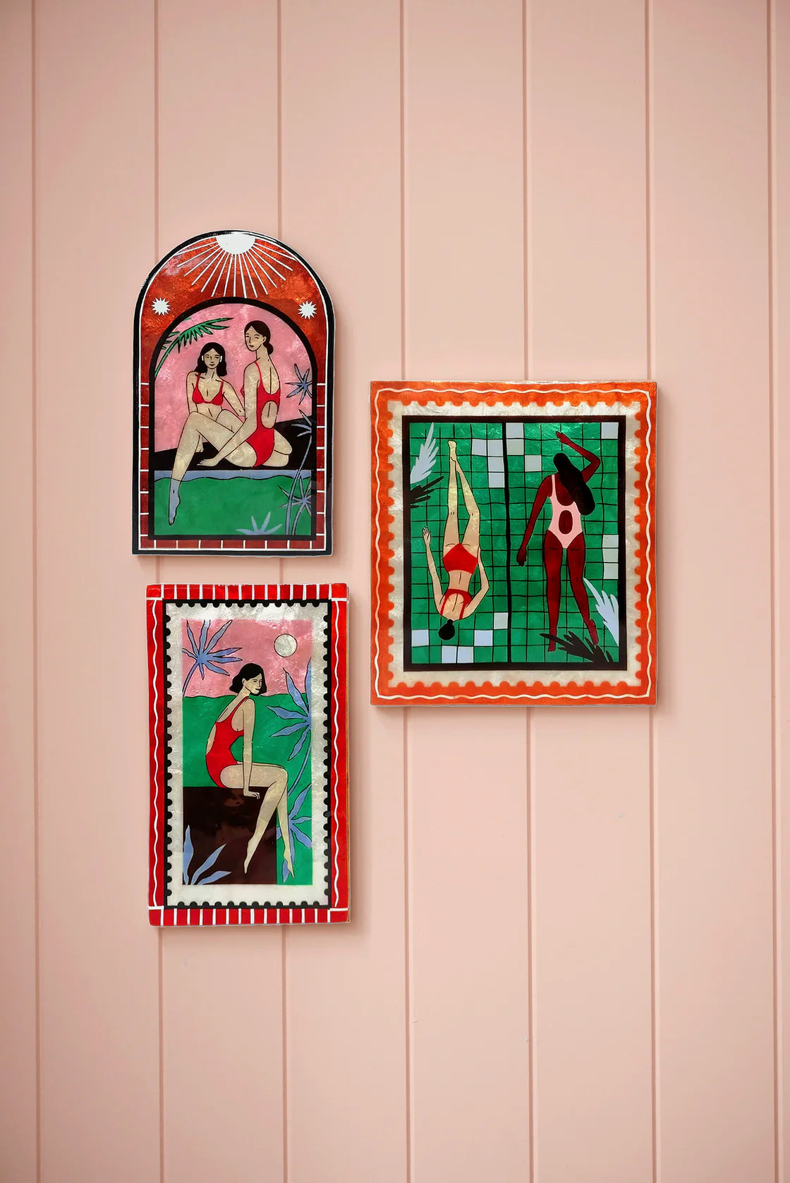 JONES & CO : Resort Laps Girls Swimming - Wall Art