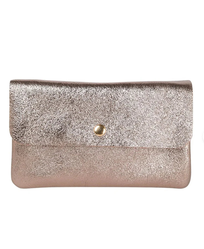 MAISON FANLI : Metallic Champagne - Cross Body Clutch
