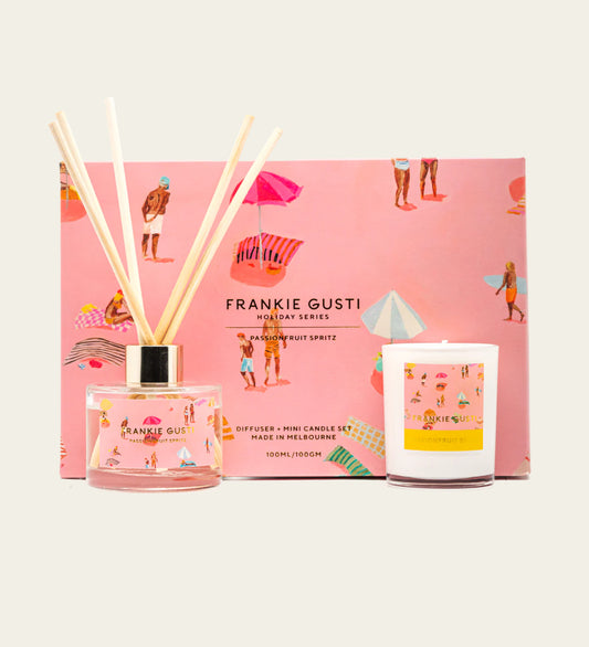 FRANKIE GUSTI : Diffuser + Mini Candle Set - Passionfruit Spritz