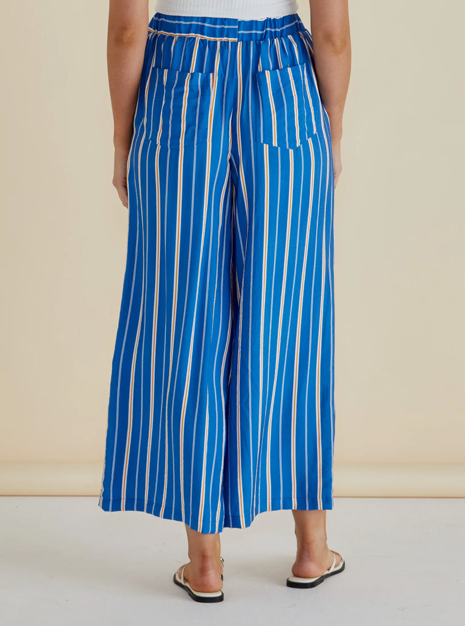 BETTY BASICS : Sable Wide Leg Pant - Blue Stripe