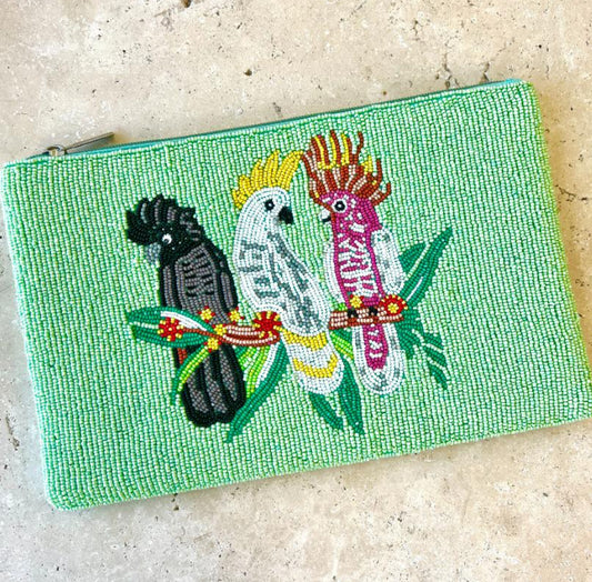 ANNA NOVA : Cockatoo Beaded Clutch