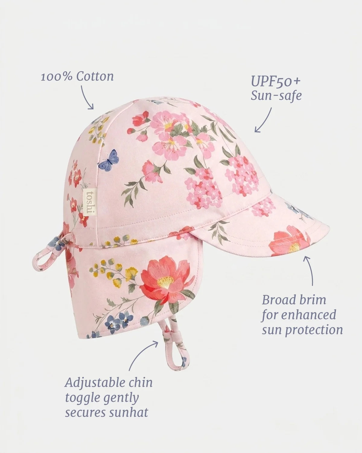 TOSHI : Pink Floral Acadia - Flap Cap