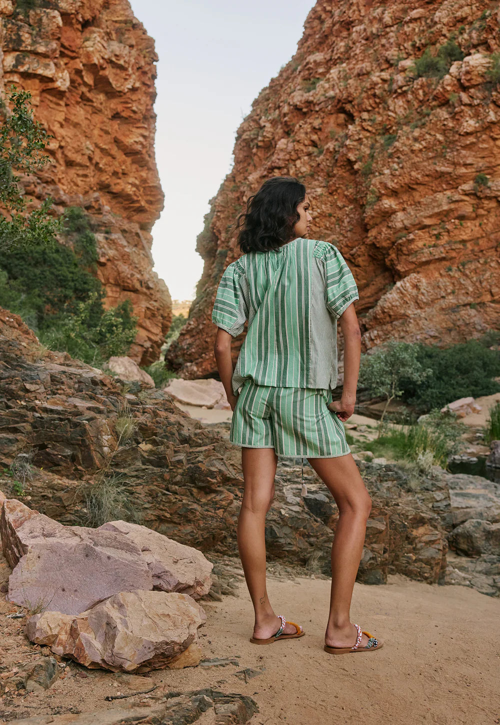 NANCYBIRD : Iris Green Stripe - Short