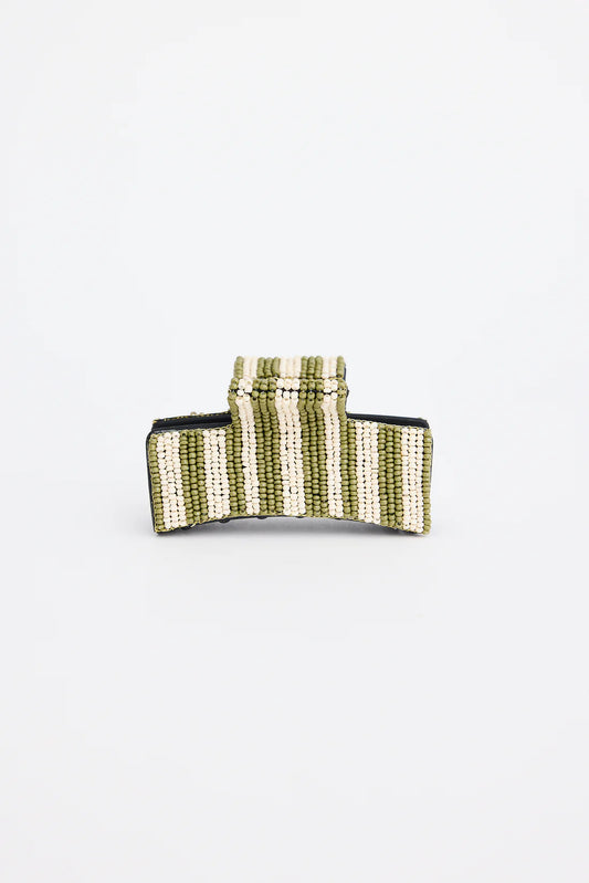HOLIDAY LIFE : Ainsley Beaded Hair Claw - Olive