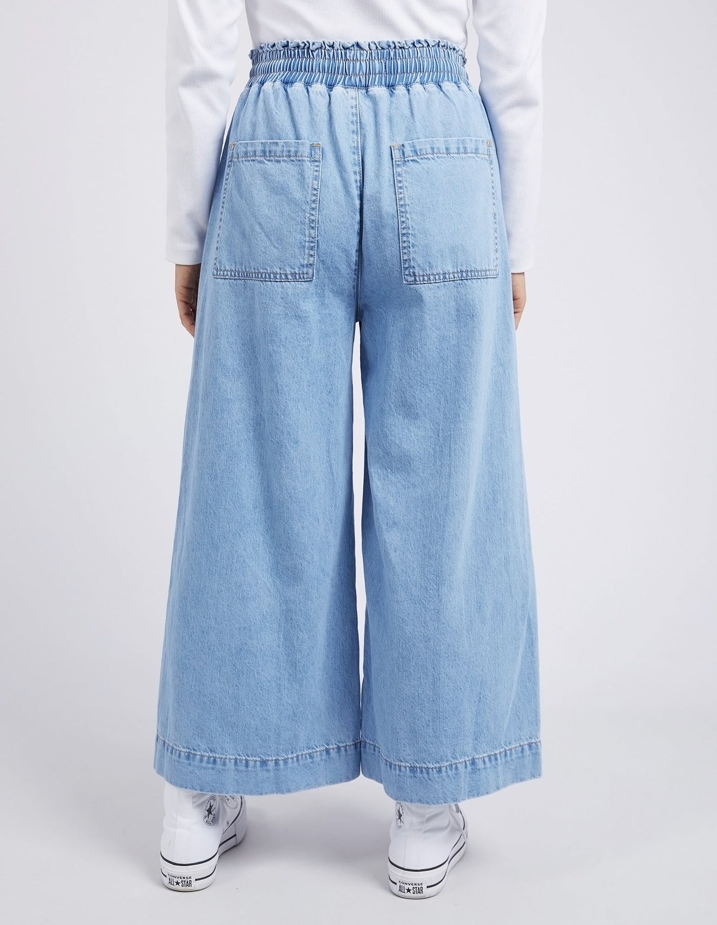 ELM : Greta Wide Leg Pant - Mid Blue Denim