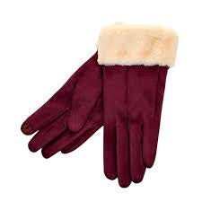 TAYLOR HILL : Faux Fur Burgundy Double Layer  - Gloves