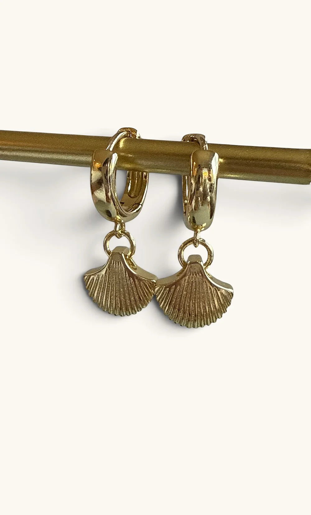 TUNIK :  Shell Form 24K Gold Fill - Huggie Earrings
