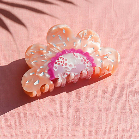 KINGSTON: Pink Flower Claw - Hair Clip