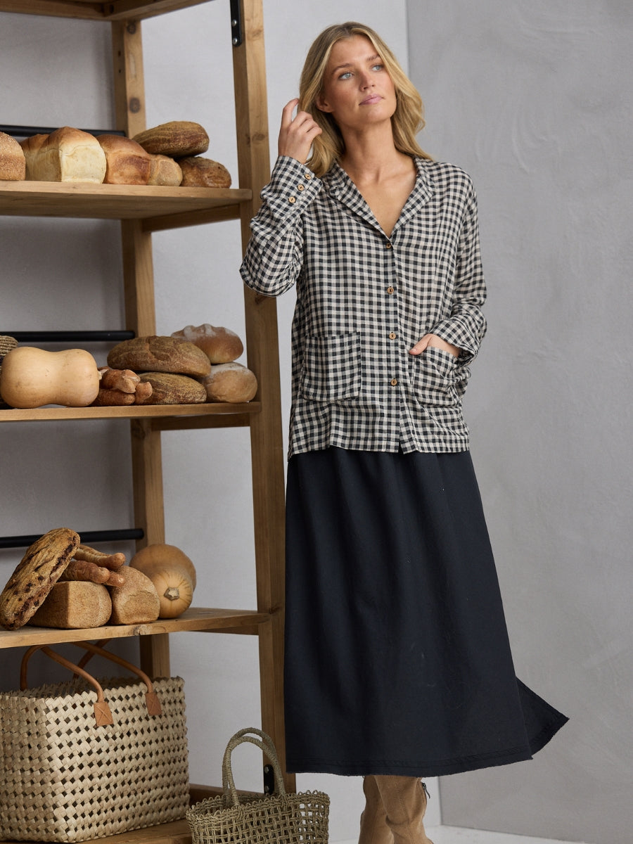THE SHANTY CORPORATION : Mateo Blouse - Natural W Black Check
