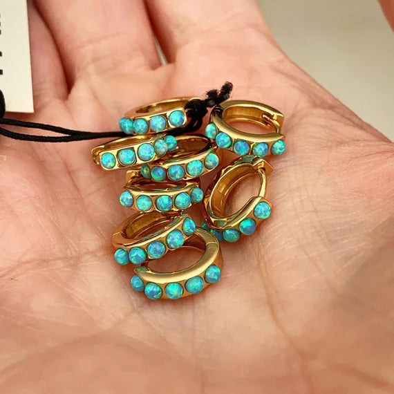 FAIRLEY : Blue Opal Crystal Huggies