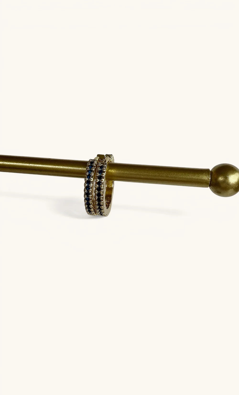 TUNIK :  24K Gold Fill Zirconia Sapphire Stone - Huggie Earrings