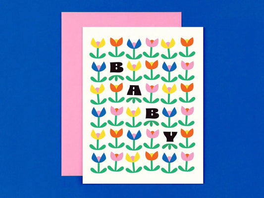 GREETING CARD : Baby tulip pattern - Baby Card